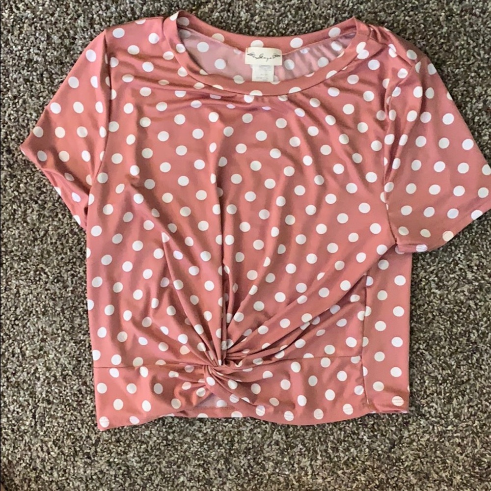 Pink polka dot crop top